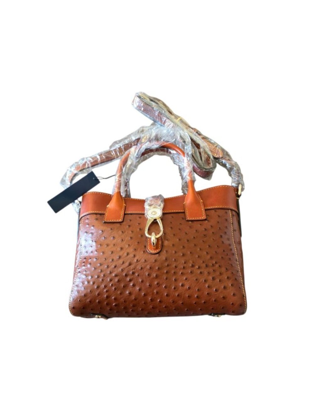 Dooney & Bourke Amelie Tote Cognac Ostrich Leather Satchel NWT Crossbody OT1031 - Picture 15 of 16